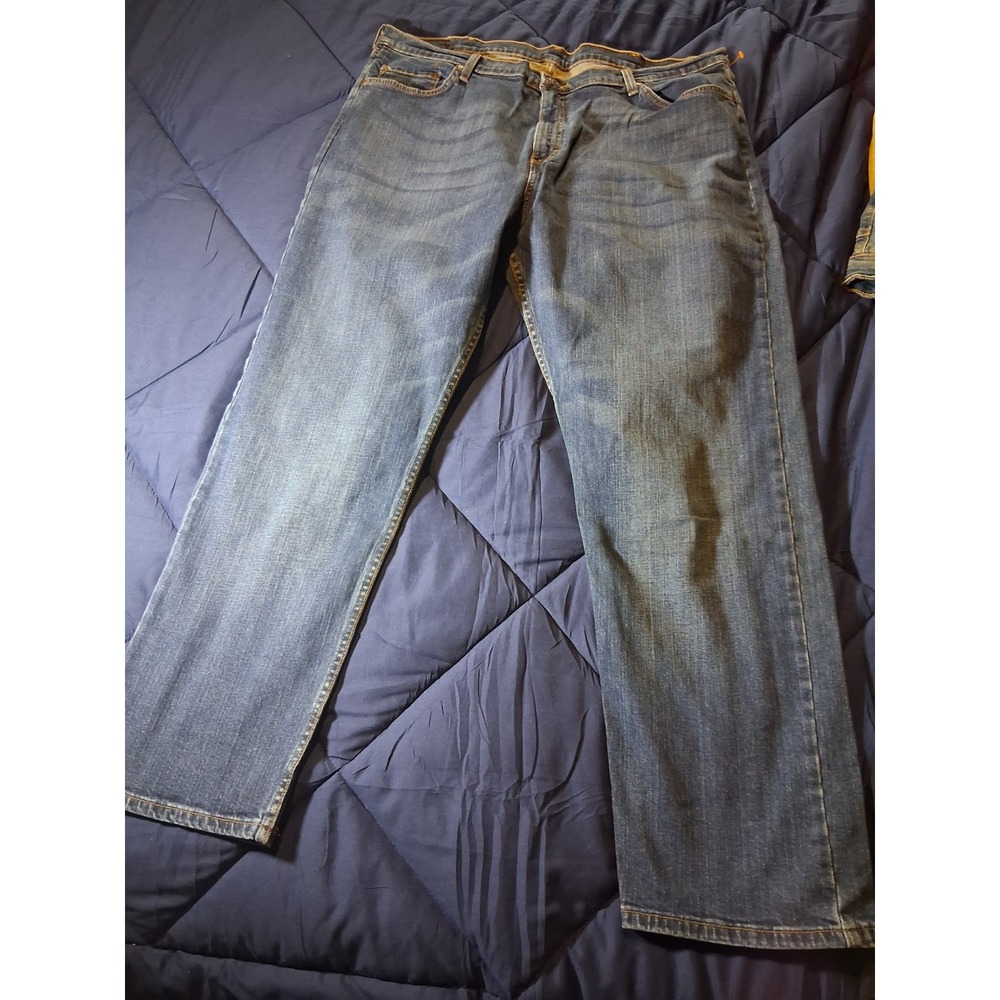 Wrangler Relaxed Fit Jeans Mens 42x30 Blue Stretch Denim Straight Leg 97FXWXD